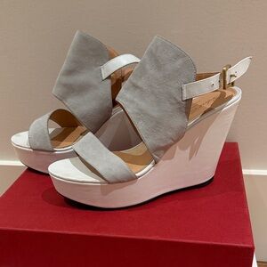 Elegant White Wedge Sandals